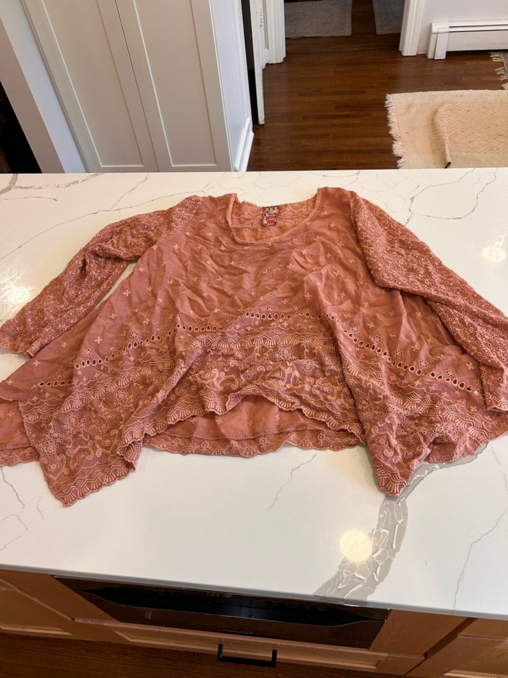 Johnny Was Dusty Rose Embroidered Lace Tunic